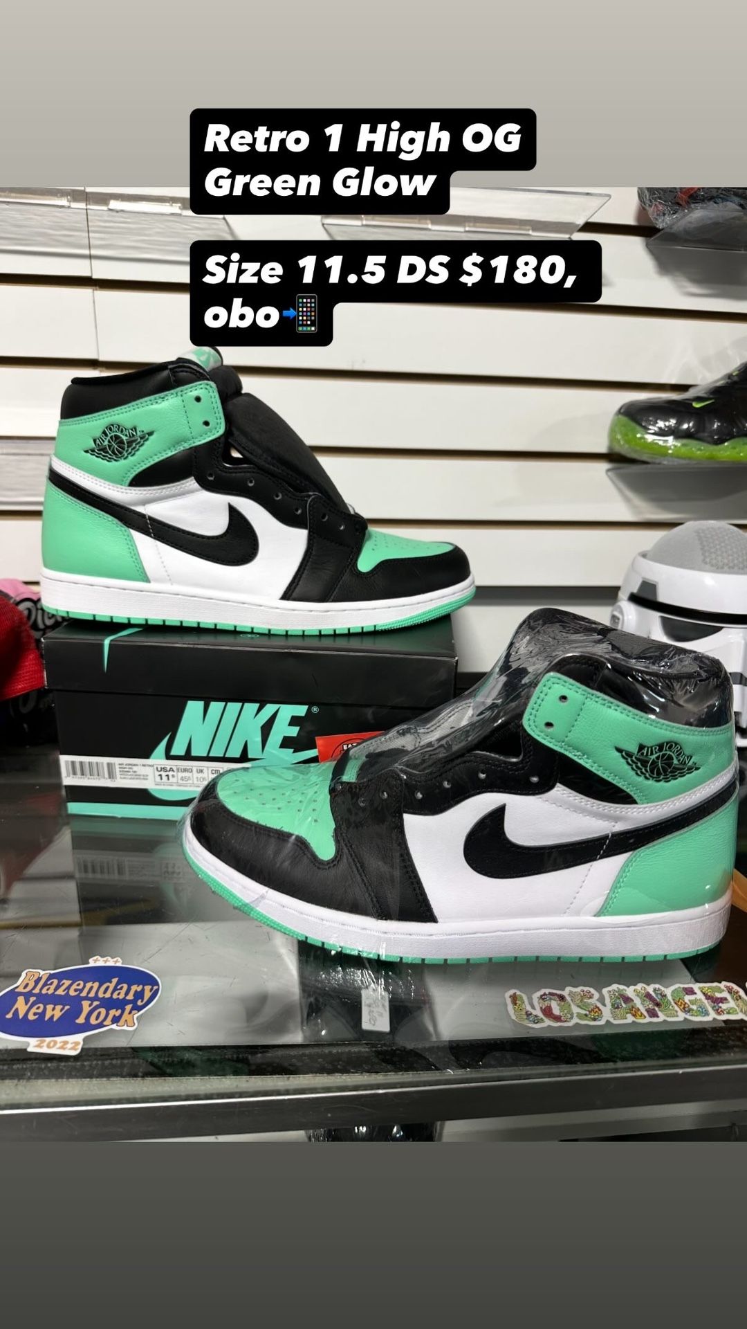 Retro 1 High OG Green Glow ( Size 11.5 ) DMV π
