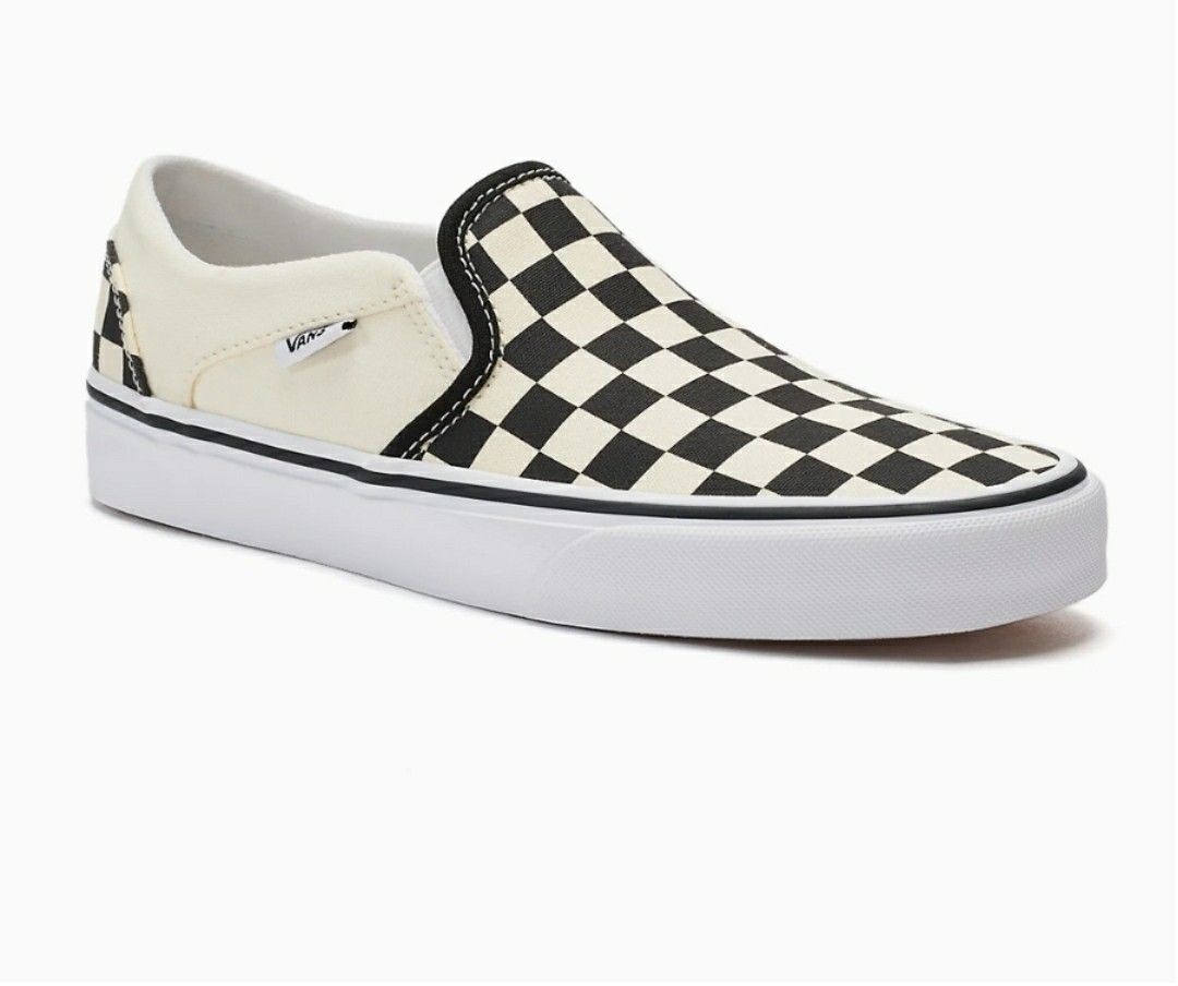 Vans check slip on sneakers, ladies size 8