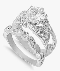 NEW Elegant 2 Carat Silver Ring Set