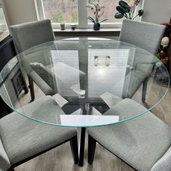 5-Piece Round Glass Table Dining Set