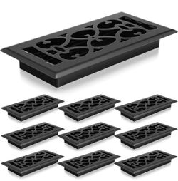 (Brand New Factory Sealed)  Tuanse 10 Pack 4 × 10 Inch Black Floor Vent Covers Heavy Duty Walkable Steel Floor Registers Easy Adjust Air Flow Directio