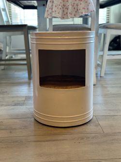 White Barrel Side Table
