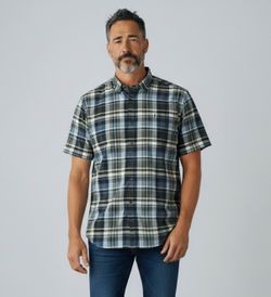 Tommy Bahama Silk Shirt Mens Size XL  Blue Plaid Button Front Short Sleeve