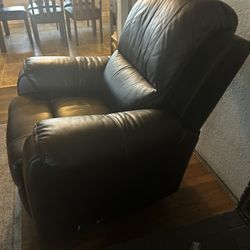 Leather Reclining Chair And  Family Sofa 