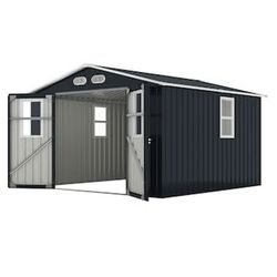 (New in box need assemble) 7.5’ L x 7.5’ W x 6.’ H galvanized steel Metal Storage Shed Outdoor Garden Backyard 7.5’ x7.5’ Storage.