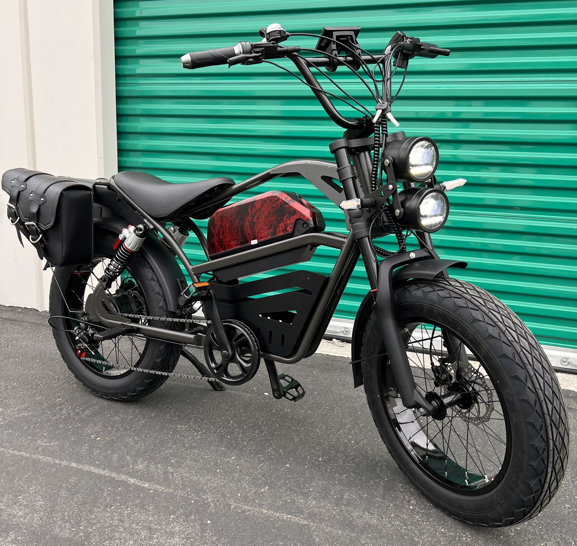 1500 Watt Electric Indy’N style Chopper Ebike, 33mph, Saddlebags, Metal Basket🔐FREE HEAVY DUTY 4ft Chain Lock W/Purchase