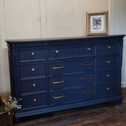 12 Drawer Dresser Navy Blue - Entry Way Table - Buffet TV stand