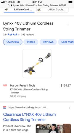 Lynxx 40v Lithium Cordless String Trimmer for Sale in