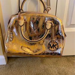 Authentic Michael Kors Metallic Satchel purse bag and wallet