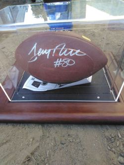 Autographed football from Jerry Rice niners