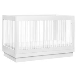 Babyletto Harlow 3-in-1 Convertible Crib with Toddler Rail - White/Acrylic