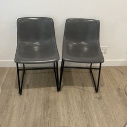 Leather and Black Metal Chairs