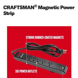 Craftsman Magnetic Power Strip + USB • 6.5 Ft Length 