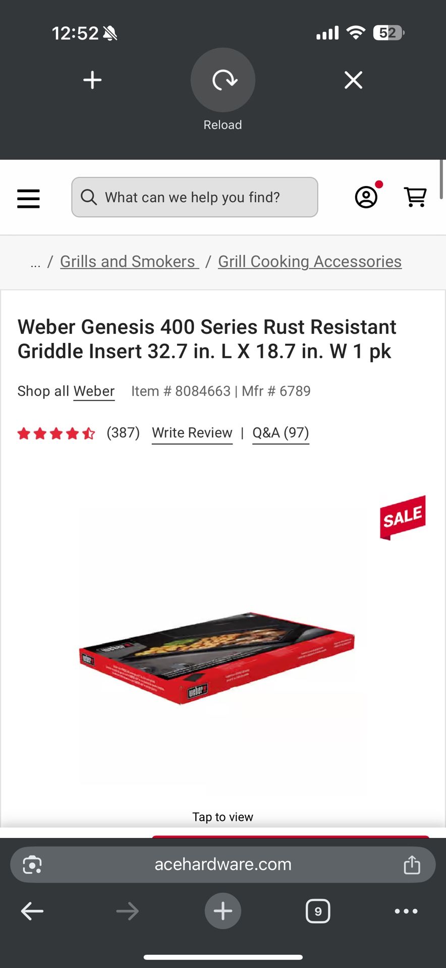 Weber Griddle Insert