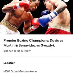 Premier Boxing Champion:: Davis Vs Martin & Benavisez Vs Gvozdyk Tickets 