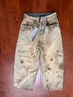 LATUI ATELIER Sip & Spill Jeans Size S Baggy Low Rise Distressed Denim NWT