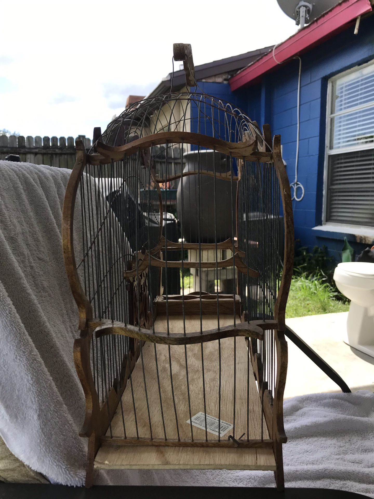 Handmade wood bird cage