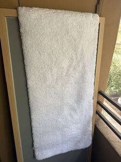 60"x24" White Microfiber Bathroom Runner Rug