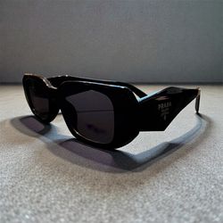 Prada PR 17WS Sunglasses – Black Rectangle Frame – Authentic with Case & Papers