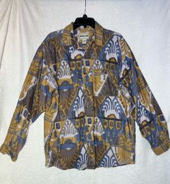 Men’s Penta club shirt size L - vintage Aztec design - 100% silk
