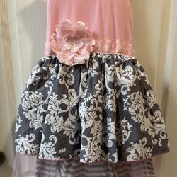 "She Bloom" Boutique 5t  Gray & Pink Sleeveless dress-Like new