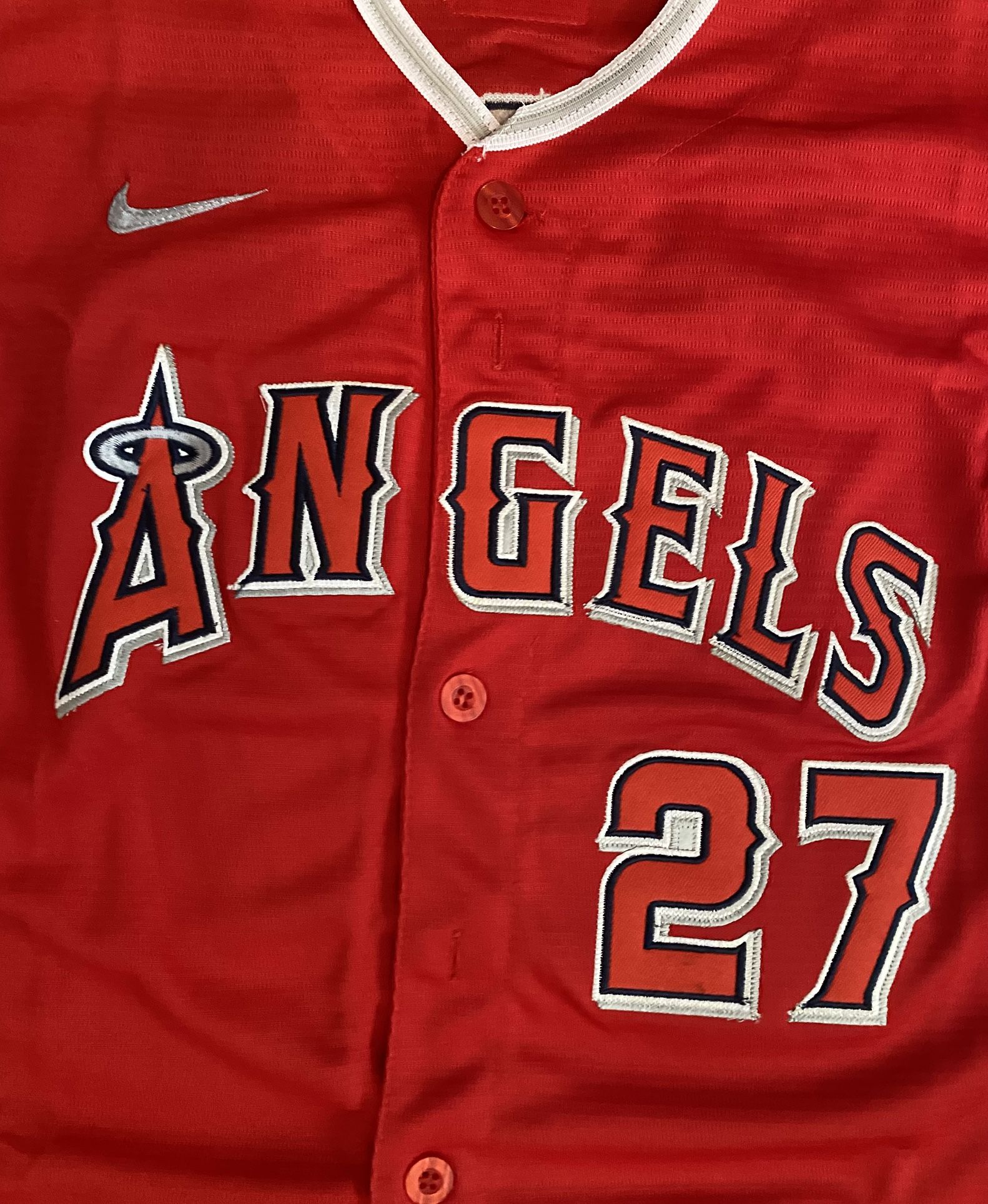 Youth Red Los Angeles Angels Mike Trout Fully Stitched Jersey