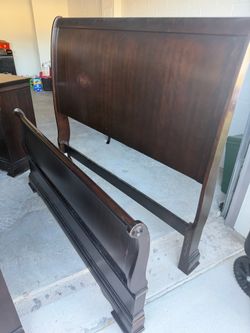 Dark Wood Sleigh Bed Frame