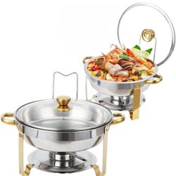 Set of 2  Round "Chafing Dishes for Buffet, 5QT Buffet Servers and Warmers 