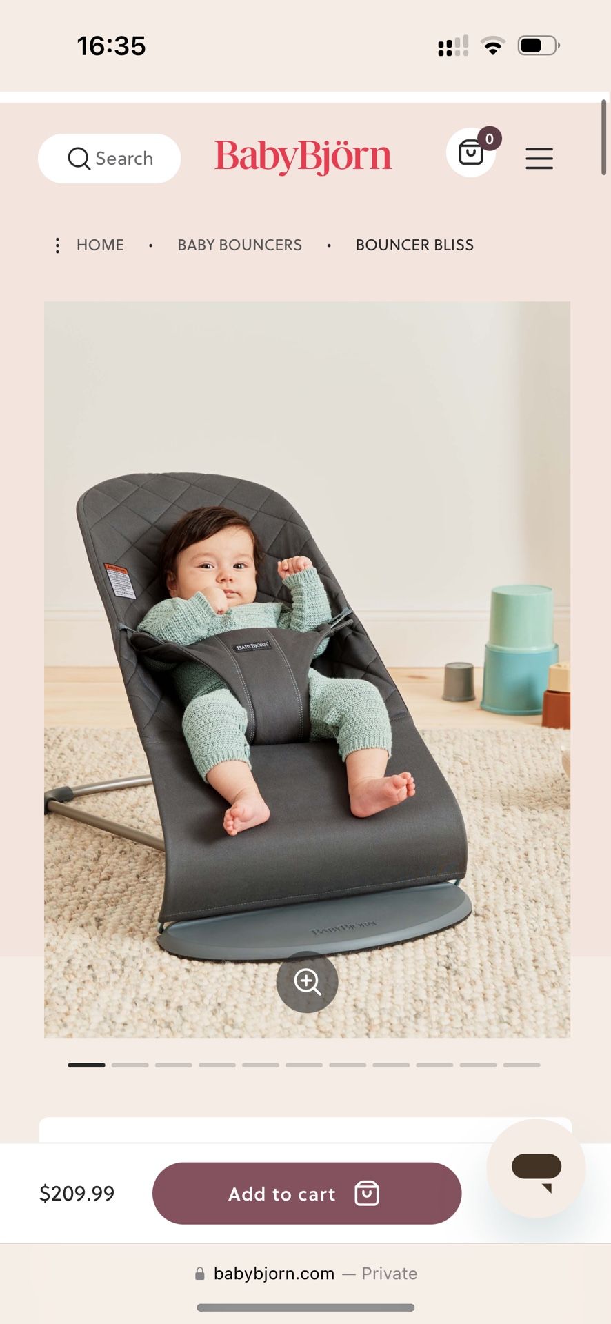 BabyBjorn Bouncer Bliss - dark grey