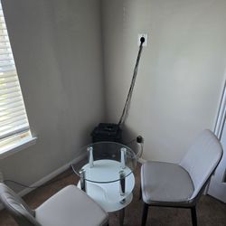 Like New Glass Top Table with Two Chairs 