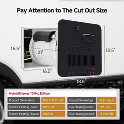 🥨10 Gallon RV Water Heater, HyBridShower 10 Pro, 1440 W Electric Dual Fuel, 12000 BTU Propane Hot Water Heater, Bulit-in Powered Anode Rod