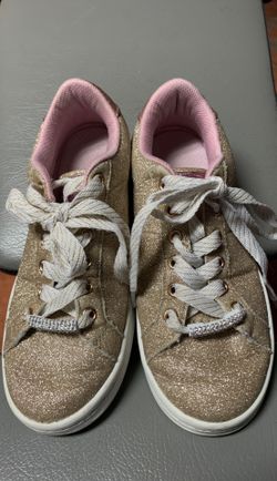 Sketchers girls Size 3 Gold Glitter and Rhinestones