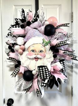 Pink Santa Wreath