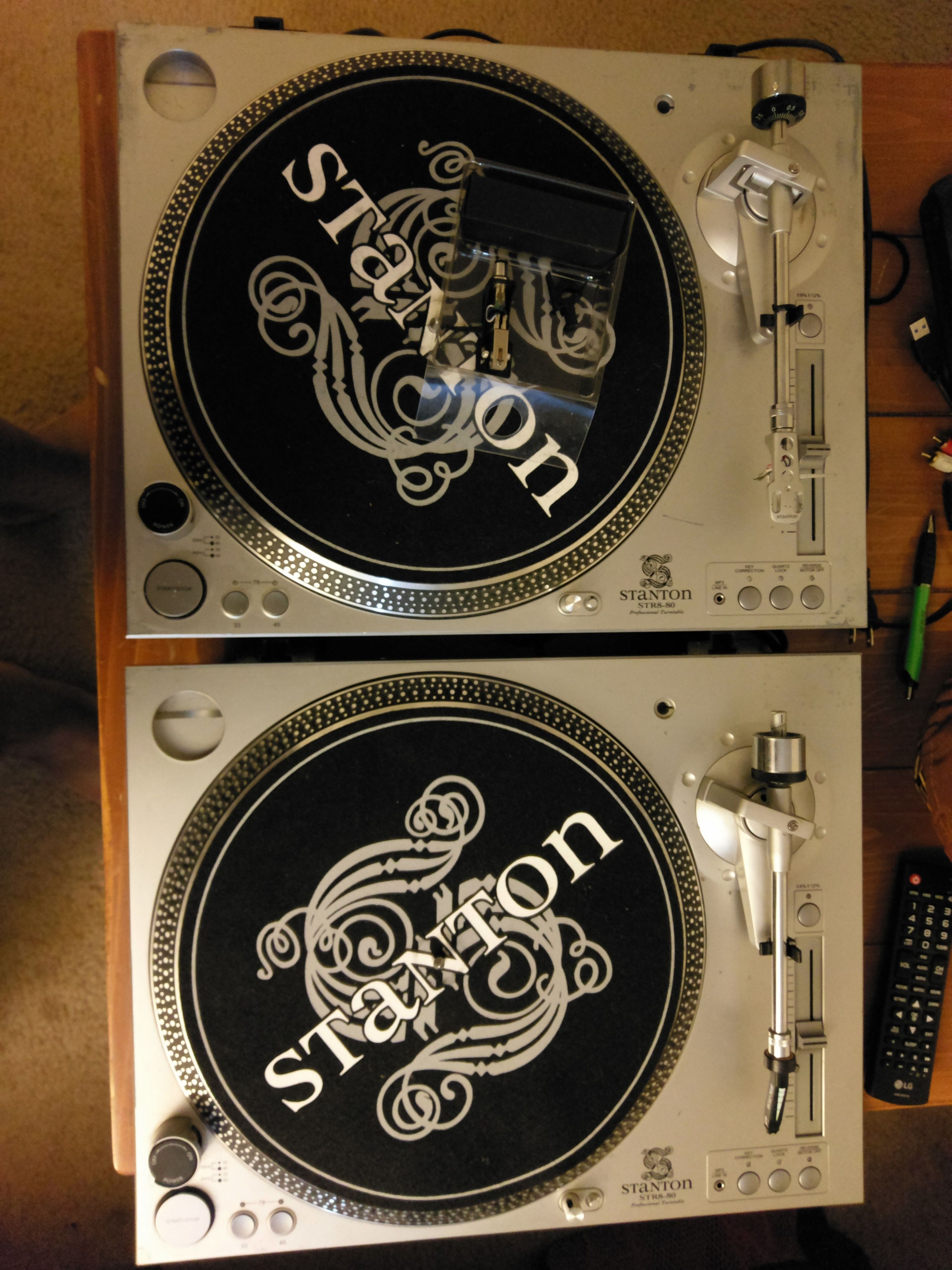 Two Stanton str8 80 digital direct drive DJ turntables
