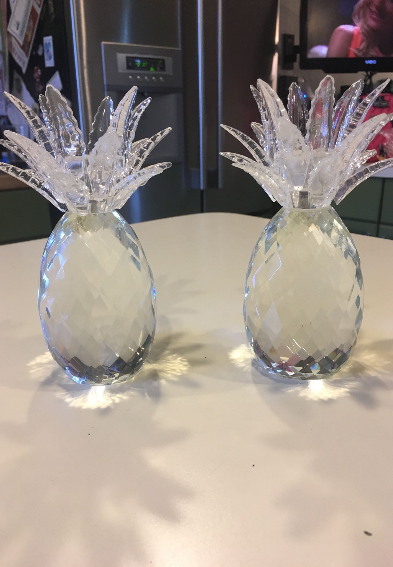 Crystal pineapple candlestick holders