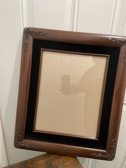 Vintage Ornate Wooden Shadow Box Picture Frame with Velvet Mat