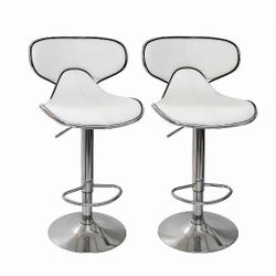 Modern White Adjustable Bar Stools – Set of 2