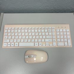 Pink wireless keyboard and mouse