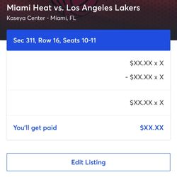 2 Tickets To Kesaya Center Lakers Vs Heat 450 