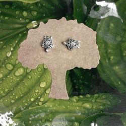 925 Sterling Silver Filigree Turtle Earrings