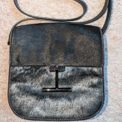 Authenticated Rare Tom Ford Black and Silver Calf Hair Tara Mini Crossbody