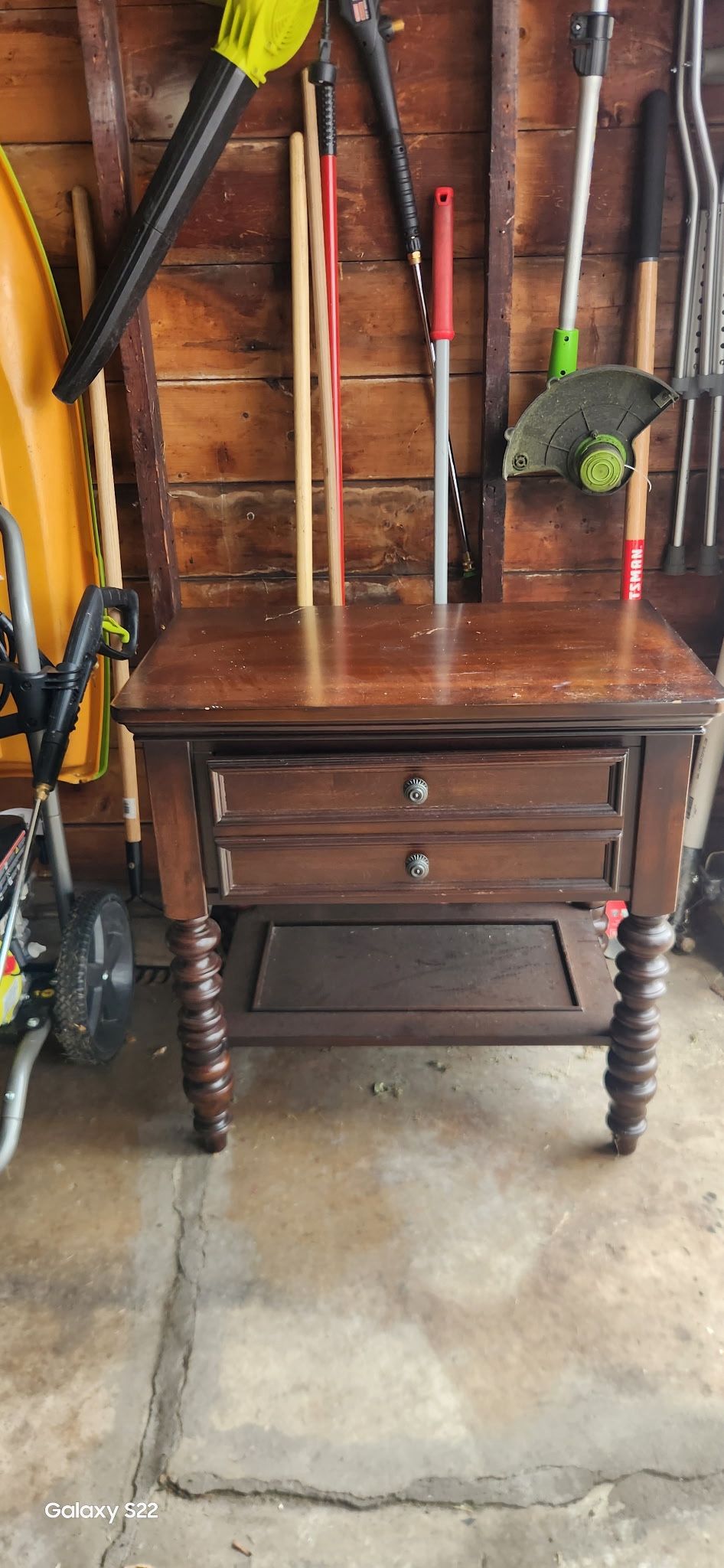 Wooden Side Table with Storage – Solid Wood