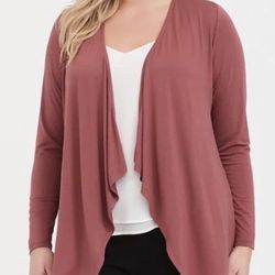 TORRID SUPER SOFT DUSTY ROSE DRAPE FRONT CARDIGAN