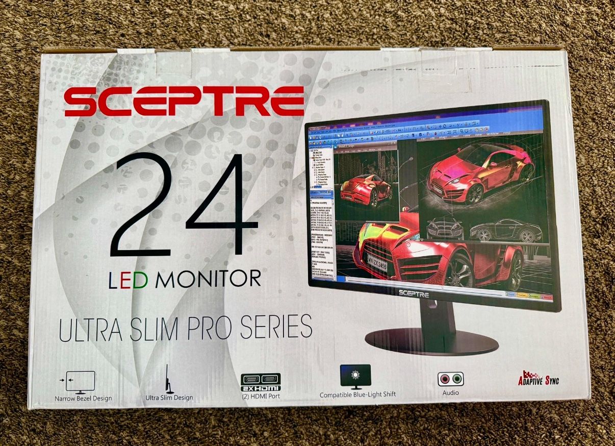 Sceptre E249W-19203R 24-inch FHD LED Gaming Monitor 2X HDMI VGA 75Hz Build-in Speakers, Machine Black