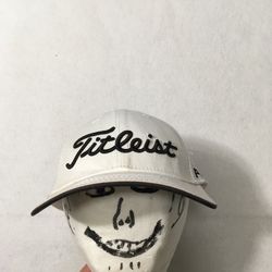 Titleist Pro-V1 Foot Joy New Era 3D Letters Spell-out WHITE Flex-fit Sz Med-Lg