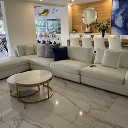 White Leather Sectional Sofa