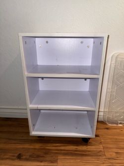 White 3-Shelf Rolling Storage Unit