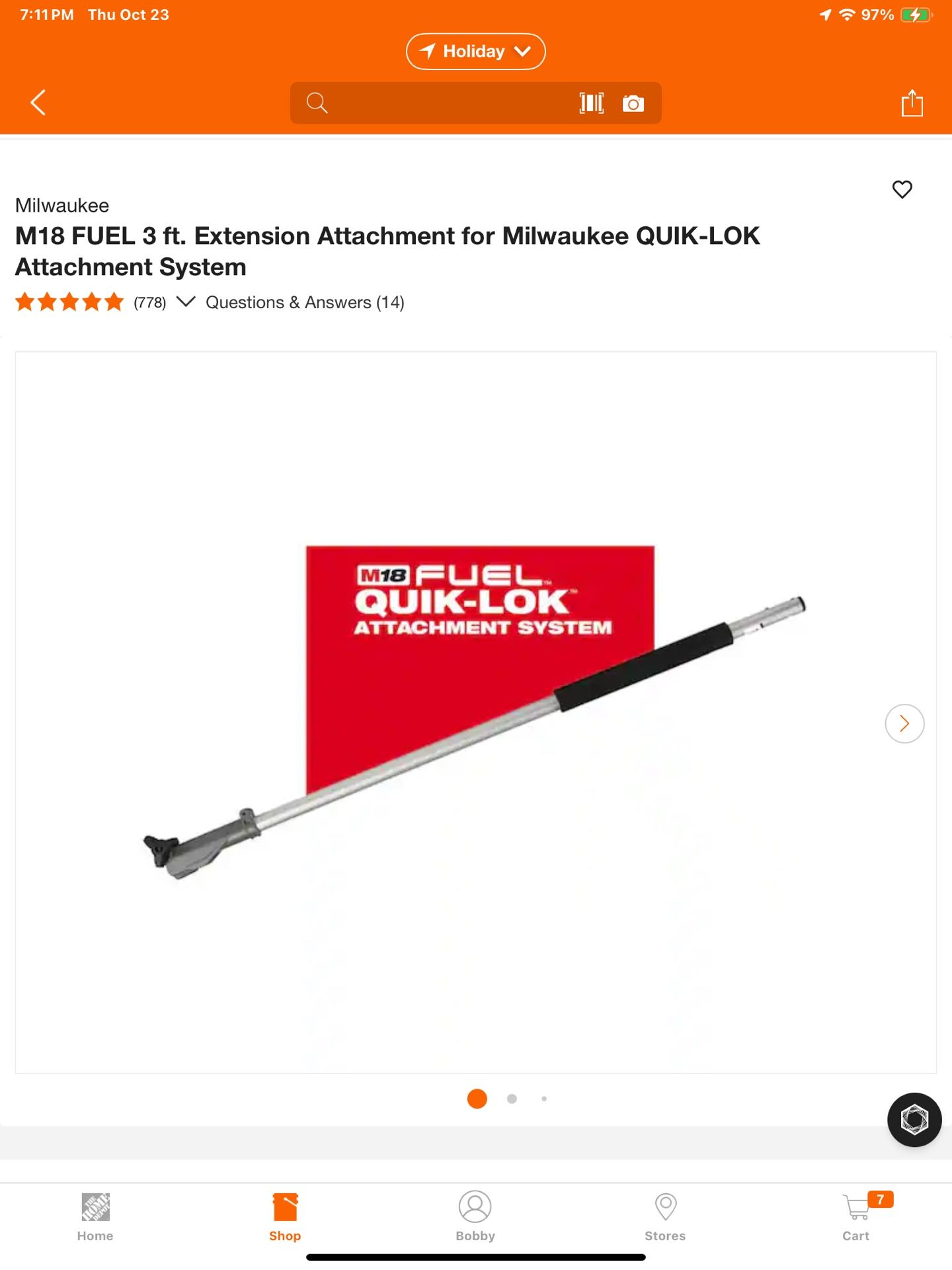 Milwaukee M18 3ft Extension Attachment