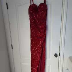 Formal Red Sequins Dress- M