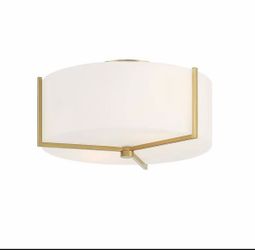 Flush Mount Ceiling Light Brass and White